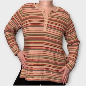 Coldwater Creek Vintage Red and Orange Crew Neck Sweater
